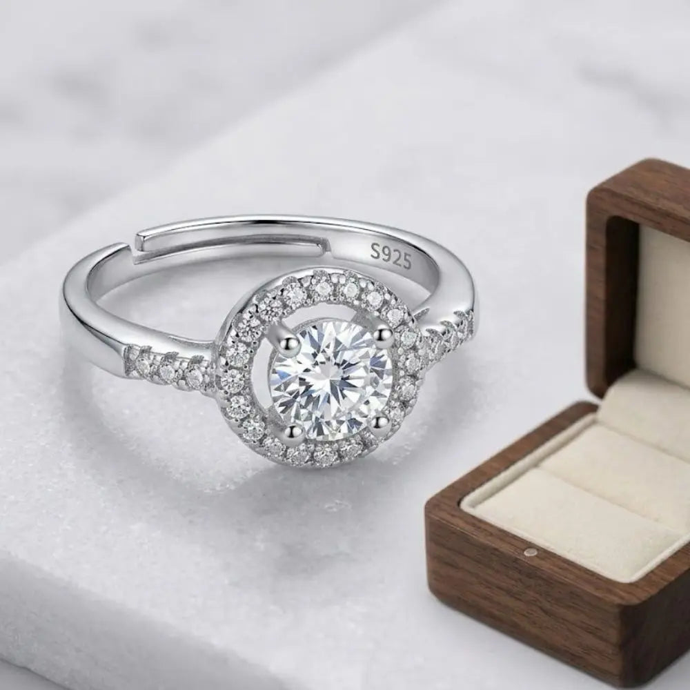 AAA+ Certified, Quality Silver - 925, Gem AAA C. Zirconia, Size Adjustable, Weight 2. grams., ABC-SJ37